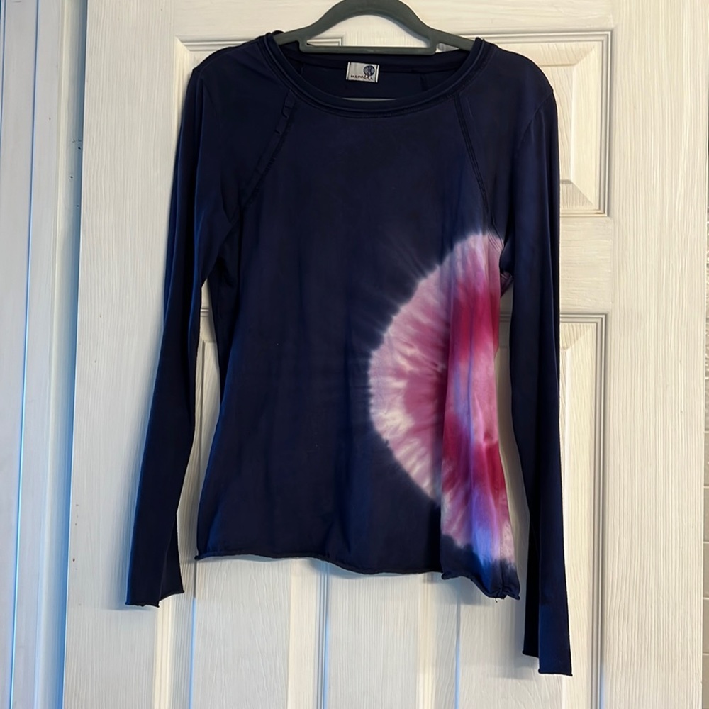 Navy and purple tie dye long sleeved tee